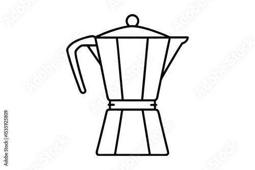 Simple line drawing of a classic moka pot coffee maker