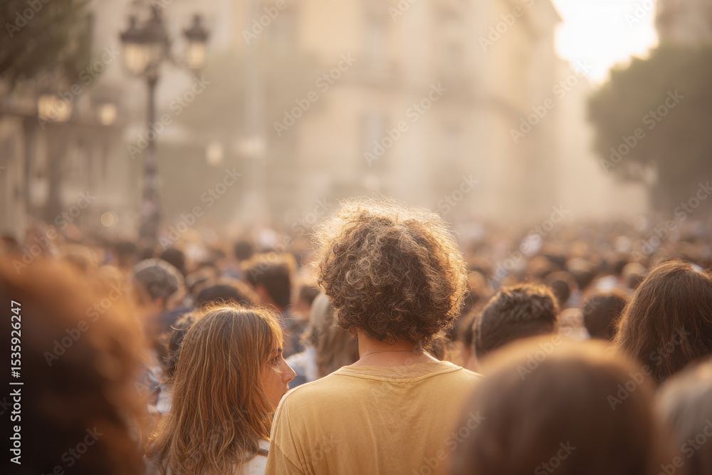 Fototapeta premium crowded scene with blurred faces expressing sense of unity and connection