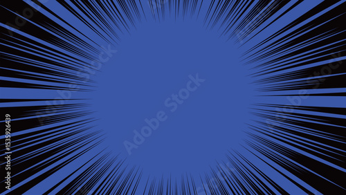 青系の下地に黒の集中線。