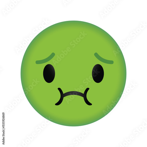 Green nauseated face emoji feeling sick