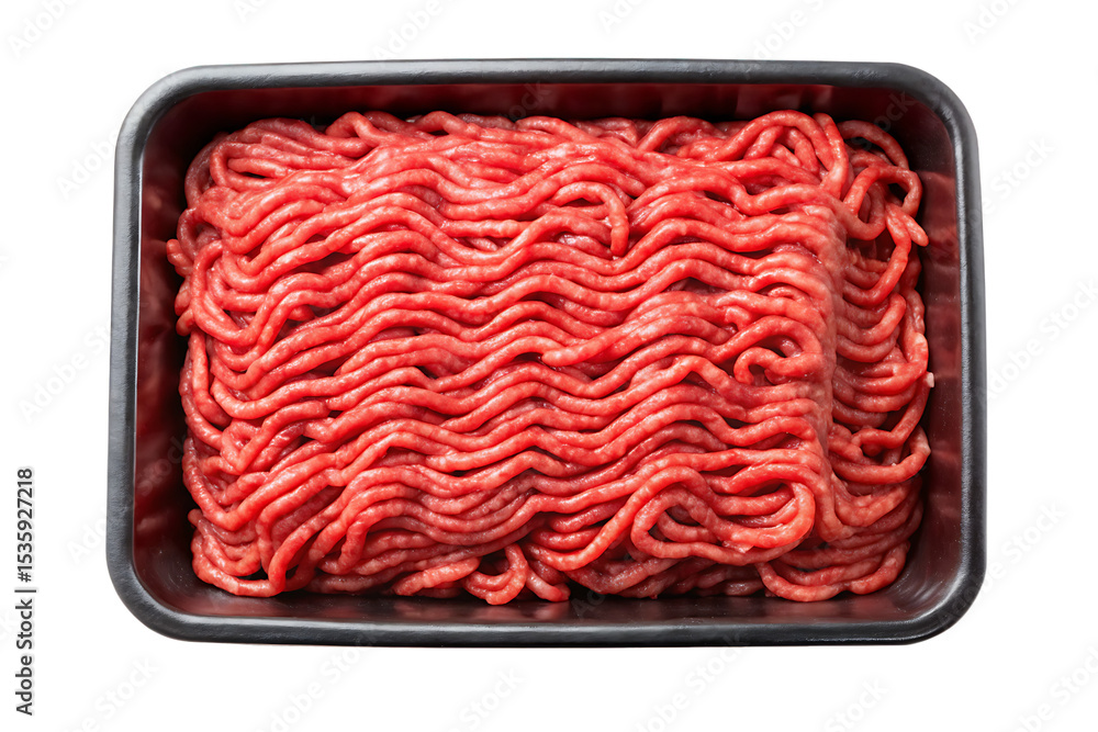 Overhead Studio Shot of Fresh Ground Beef in a Black Plastic Tray Red Meat Texture Food Photography A I G E N E R A T E D - P N G isolated on a transparent background Overhead Studio Shot of Fresh Ground Beef in a Black Plastic Tray Red Meat Texture Food Photography A I G E N E R A T E D - P N G isolated on a transparent background