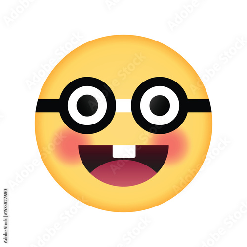 Nerd emoji with glasses and buck teeth
