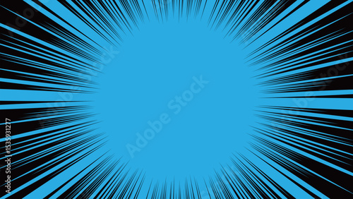 青系の下地に黒の集中線。