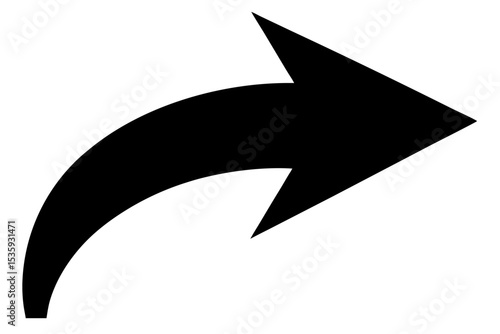 Black Bold Curving Right Arrow Icon curved arrow black arrow