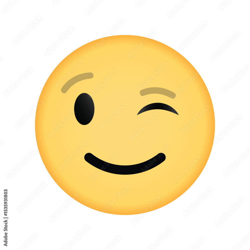 Fototapeta premium Winking smiling emoji face