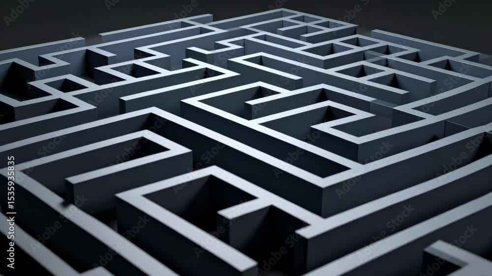 Abstract labyrinth design with interconnected geometric shapes creating a complex maze, symbolizing challenge, problem-solving, and strategic thinking in neutral colors Abstract labyrinth design with interconnected geometric shapes creating a complex maze, symbolizing challenge, problem-solving, and strategic thinking in neutral colors