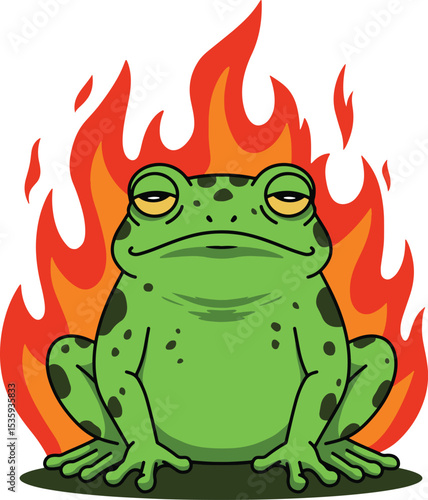 Burning Frog Meme Illustration 