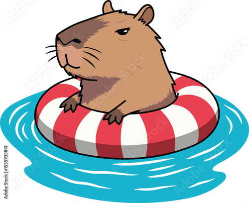 Capybara Enjoying a Relaxing Swim in a Float
