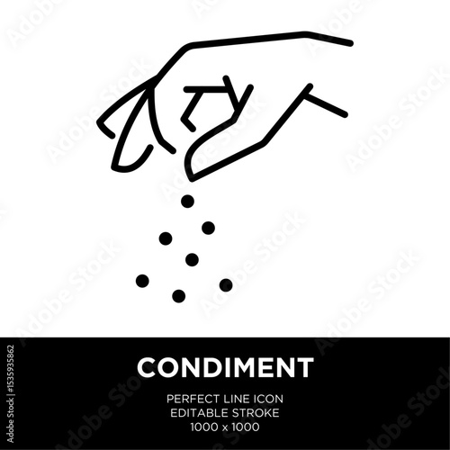 The line icon vector illustrates sprinkle hand gesture. The line icon is isolated on a transparent background and can be edited as needed