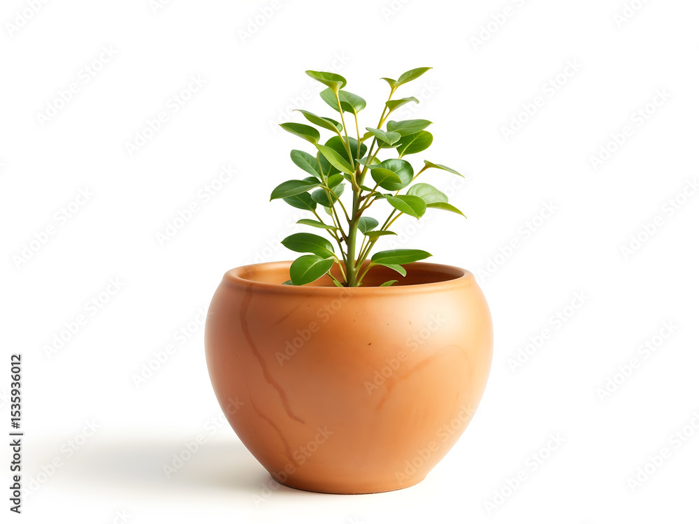 Potted green plant in clay pot, ideal for home decor, gardening or eco-friendly design. Generative AI Potted green plant in clay pot, ideal for home decor, gardening or eco-friendly design. Generative AI