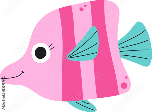 Smiling Cartoon Fish with Stripes