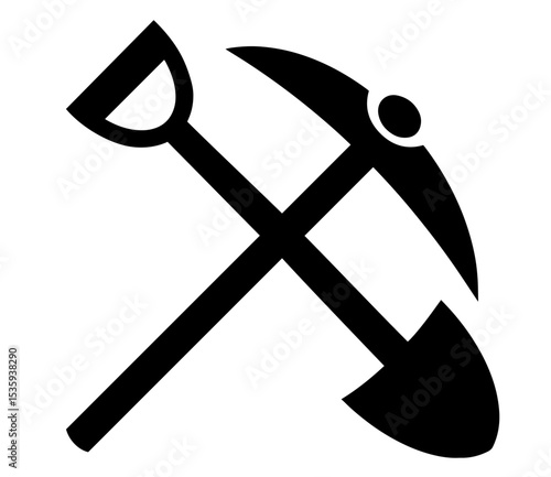 Shovel and Pickaxe Silhouette Mining and Construction Tools 
