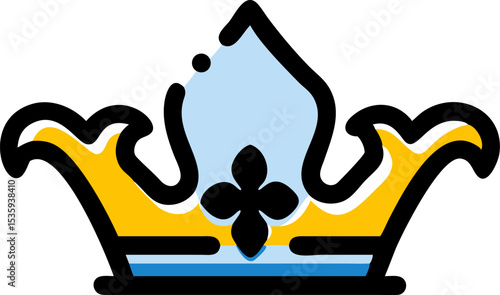 Dark Navy Blue Crown Icon Gold Yellow Light Blue silhouette