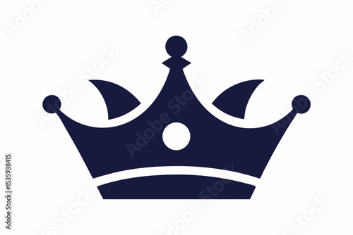 Dark Navy Blue Crown Silhouette Icon Simple Graphic