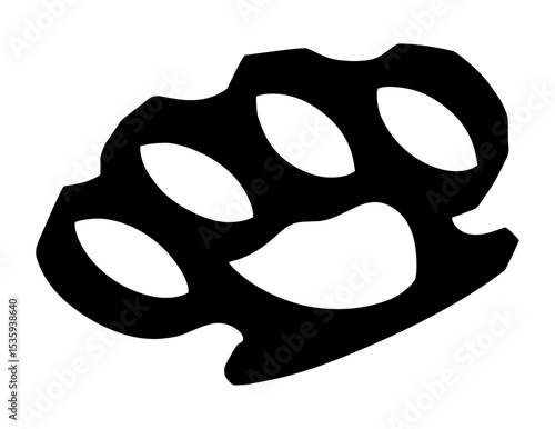 Silhouette of Brass Knuckles, Self-Defense Weapon,  Combat, Personal Protection, Street Fighting and Security Equipment 

