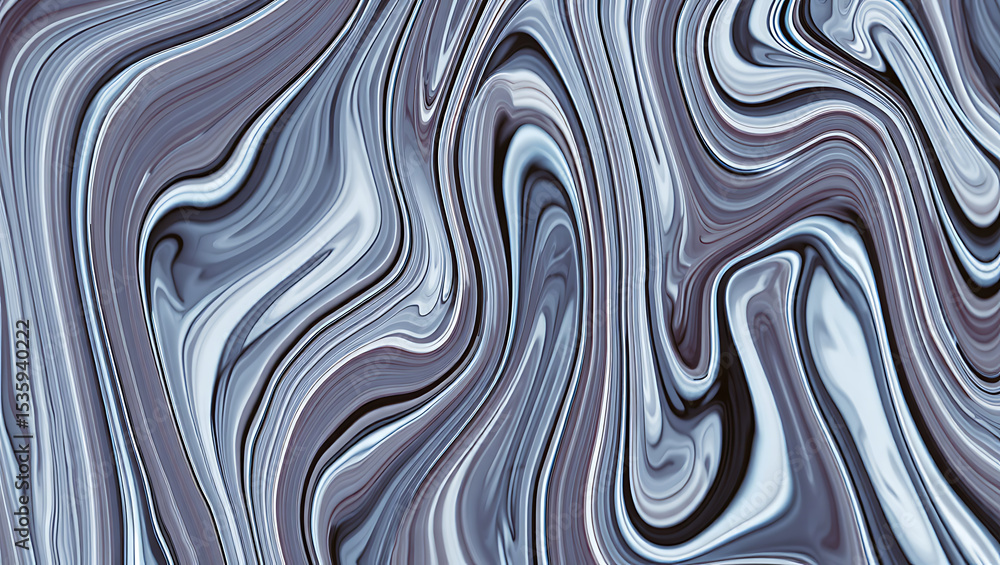 Fototapeta premium Swirling fluid abstract background with shades of gray blue and white creating unique textures