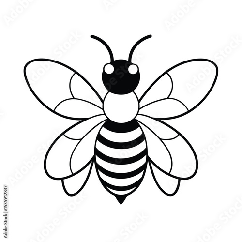 Full body bee vector illustration on white background