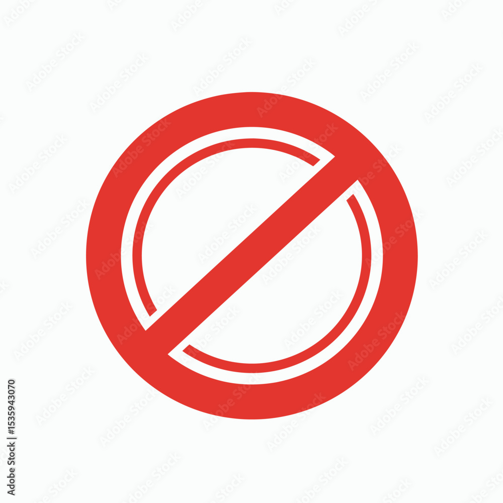 A red prohibition symbol with a circle and a diagonal line A red prohibition symbol with a circle and a diagonal line