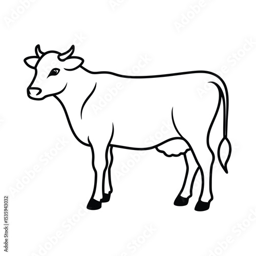 Full body cow vector illustration on white background