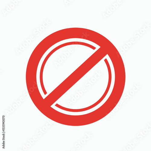 A red prohibition symbol with a circle and a diagonal line