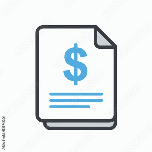Graphic icon of documents with a curled corner containing a dollar sign and horizontal lines