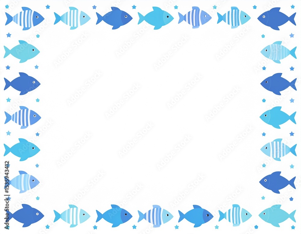 Obraz premium 魚が泳いでいる涼し気な夏のフレーム
