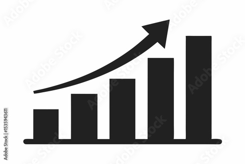 Black Solid Growth Graph Icon Upward Trend Chart vector 1