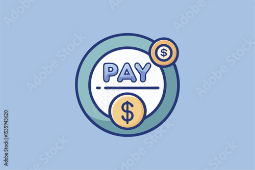 Blue Circular Pay Per Click Icon with Gold Dollar Coins