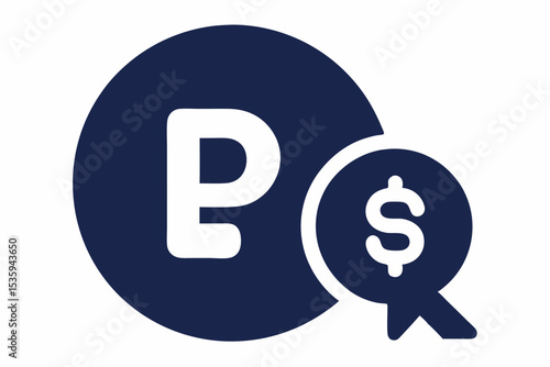 Dark Blue Circle P C Icon with White P and Dollar Sign