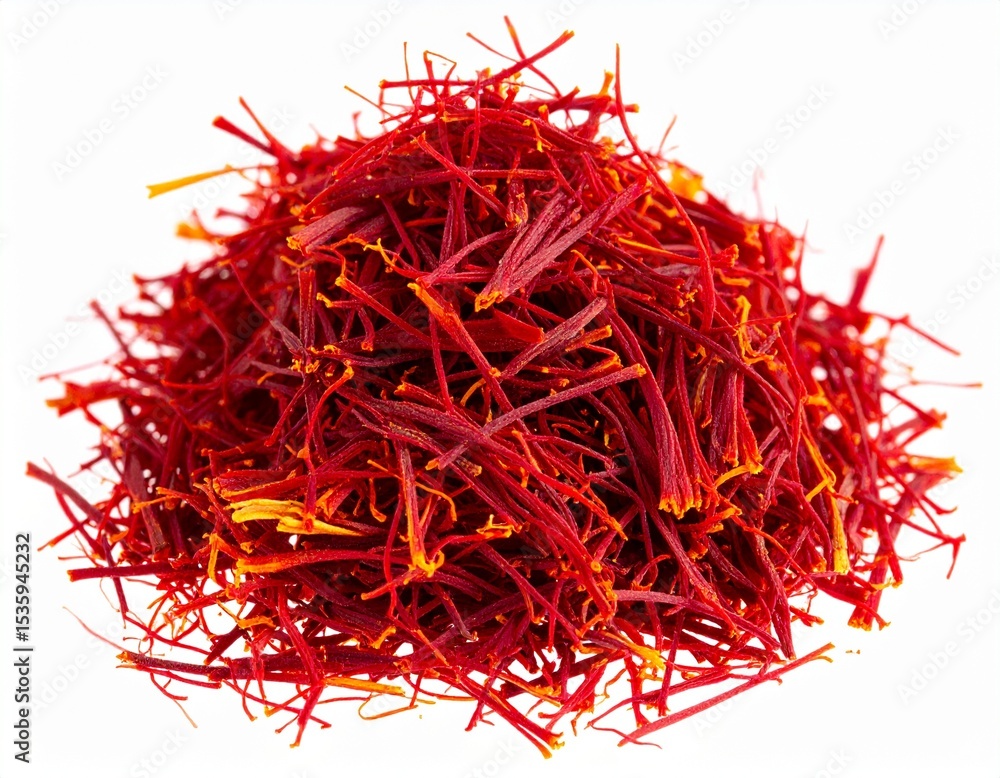 Naklejka premium Pile of Saffron Threads on White