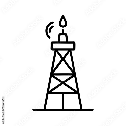 Oil rig tower with droplet icon in minimalist design  
