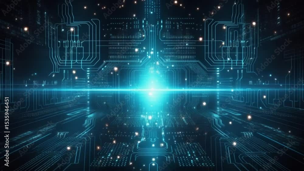 Futuristic Technology Circuit Board Background with Glowing Blue Light Concept Futuristic Technology Circuit Board Background with Glowing Blue Light Concept