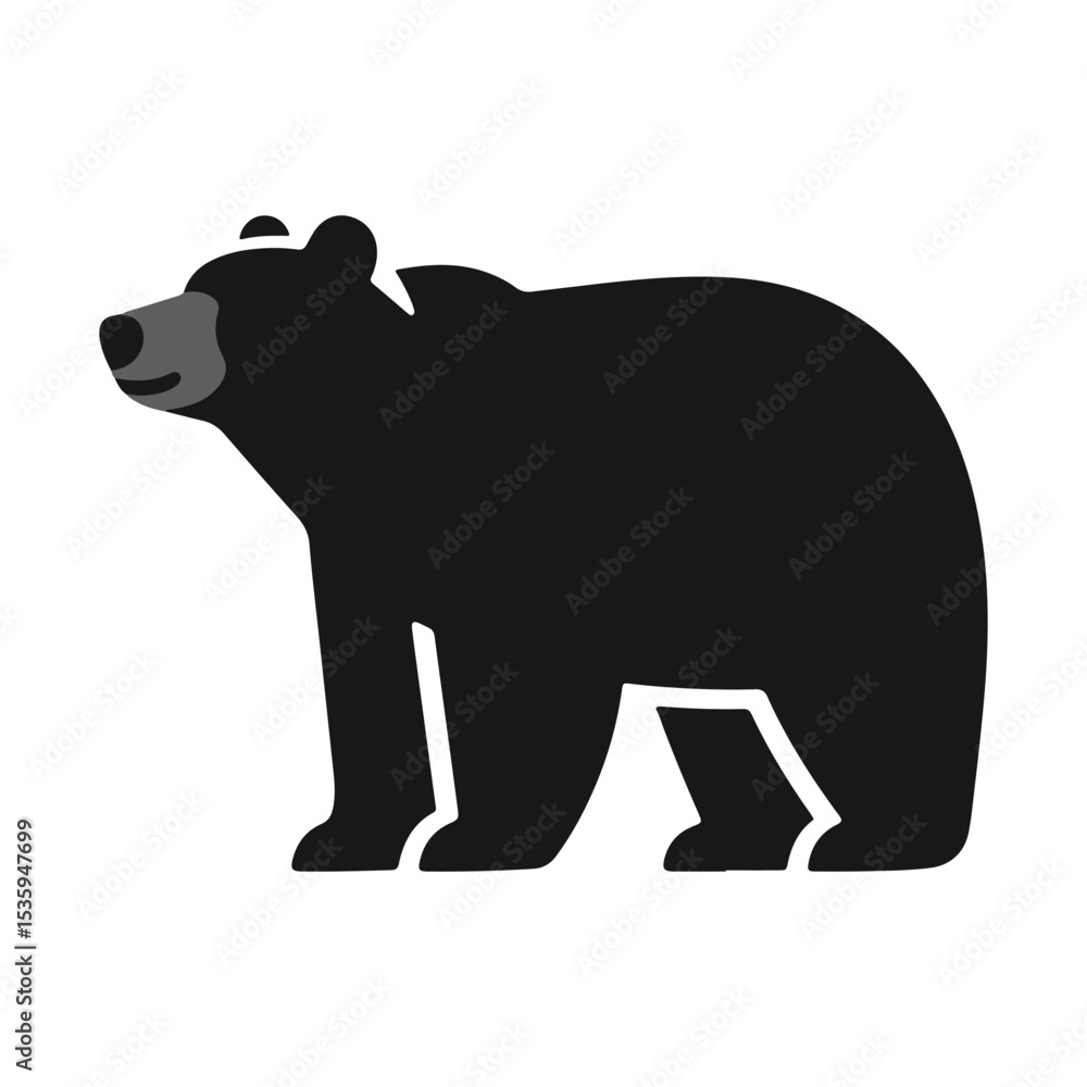 Fototapeta premium Black Bear Silhouette, Vector Illustration, Simple Design