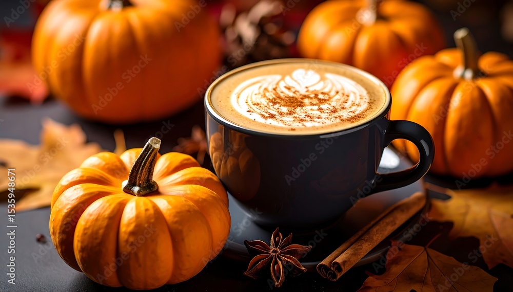 Autumn coffee drink with pumpkins Autumn coffee drink with pumpkins