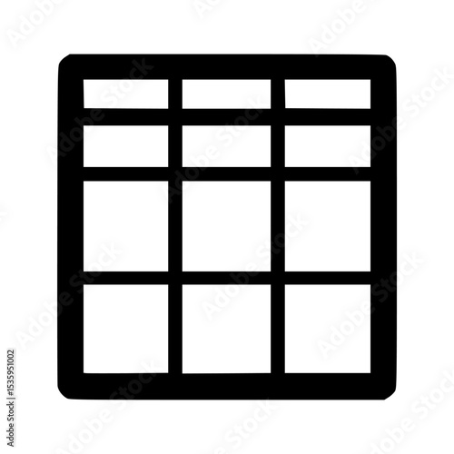 A simple black grid, divided into nine equal squares, forming a table or matrix.