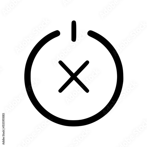 Power button with a cross, signifying shutdown or cancellation.