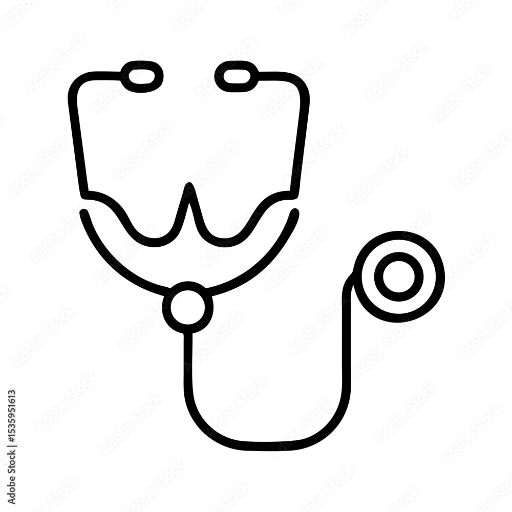 Stethoscope icon in minimalist line design on white background Stethoscope icon in minimalist line design on white background