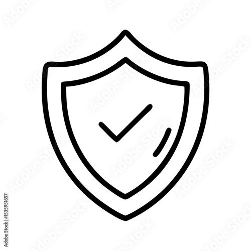 Protection shield icon with checkmark in minimalistic style  