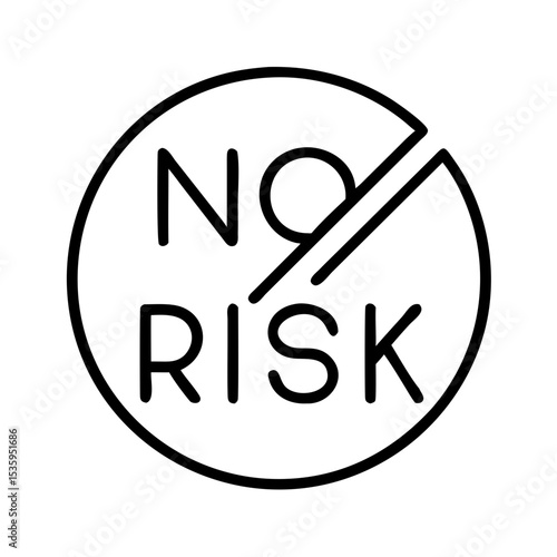 No Risk logo design in minimalistic style with black lines  