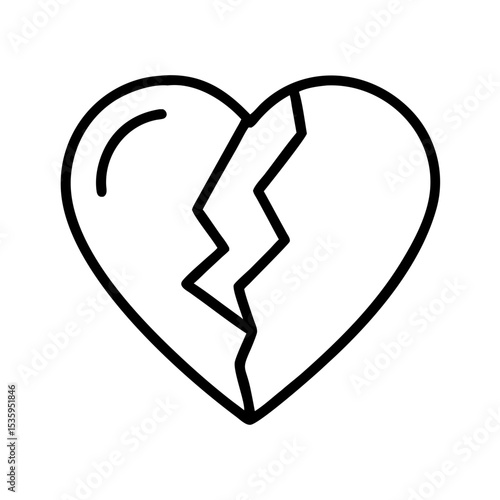 Broken heart outline symbol representing sadness and heartbreak  