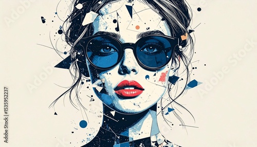 Abstract portrait of woman in sunglasses - works well for advertising