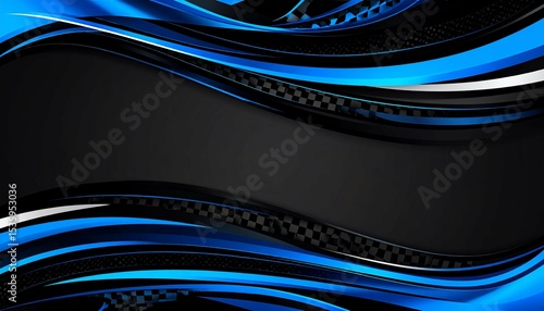 Abstract blue racing stripe background with checkered accents - ideal for website backgrounds