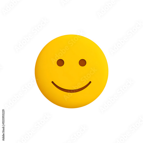 A simple yellow smiley face with dark eyes and a curved mouth on a black background image isolated on transparent background