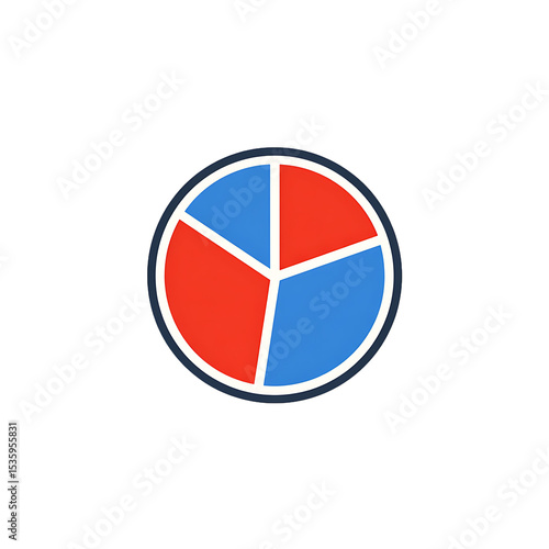 Free Download A pie chart with three sections colored red and blue on a black background in a simple design on transparent background - GFXLoad