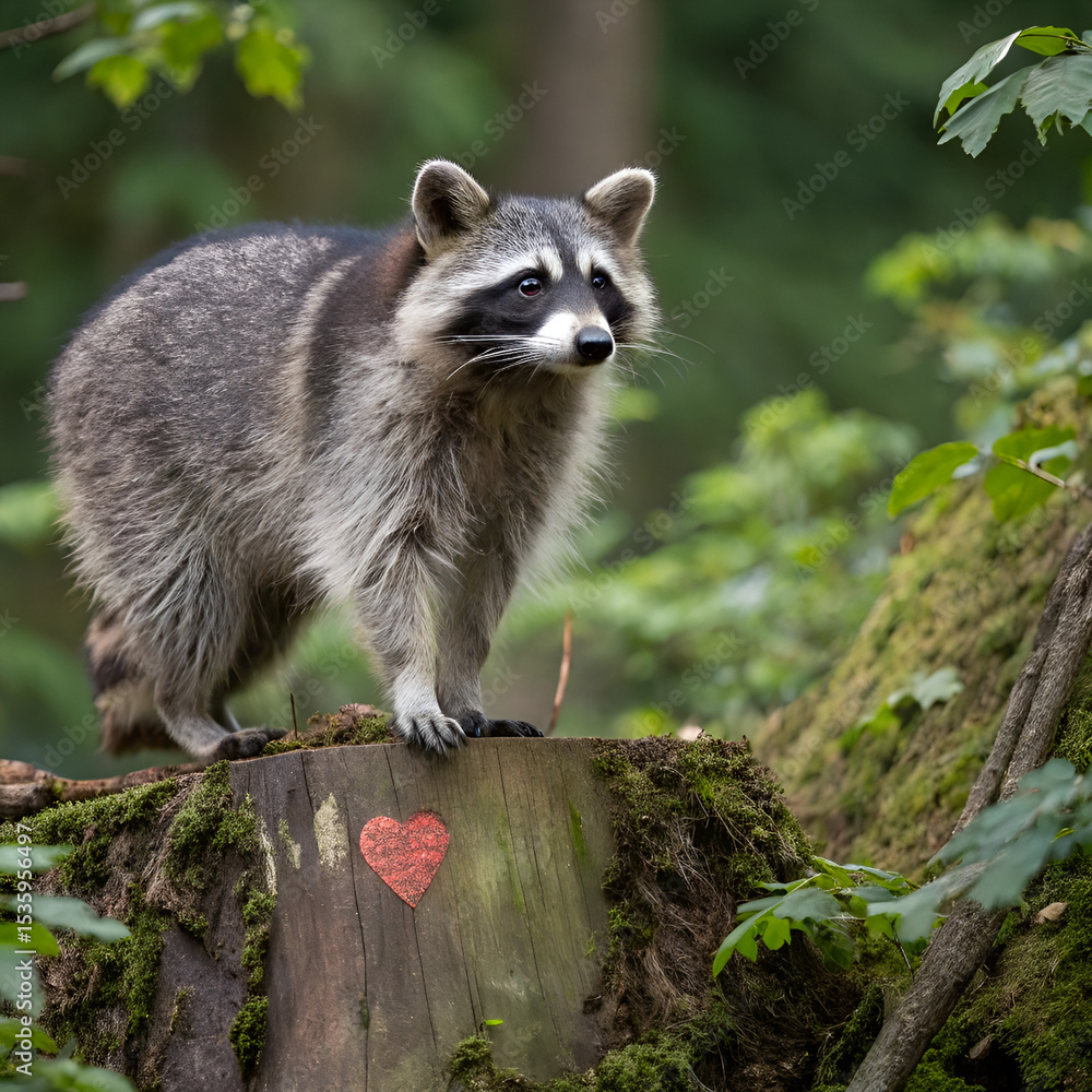 Naklejka premium raccoon on a branch