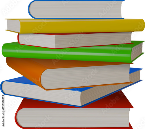 isolated stack of colorful books