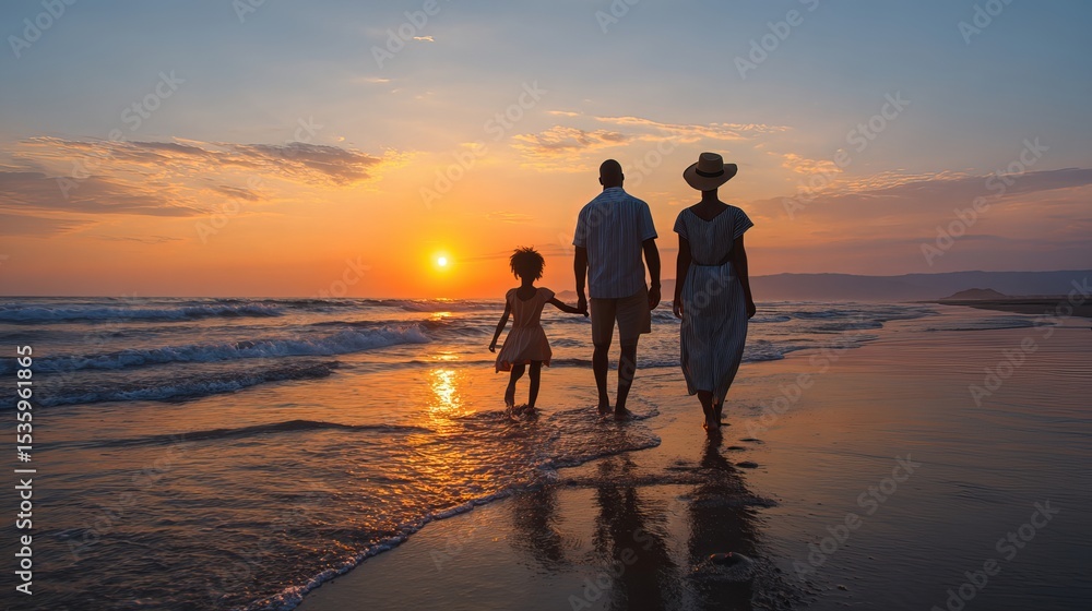 Silhouette Family Beach Sunset Walk Ocean Waves Golden Hour Summer Vacation Happy Family Time Together Parents Child Holding Hands Lovely Summer Evening Peaceful Seascape Scenic Silhouette Family Beach Sunset Walk Ocean Waves Golden Hour Summer Vacation Happy Family Time Together Parents Child Holding Hands Lovely Summer Evening Peaceful Seascape Scenic