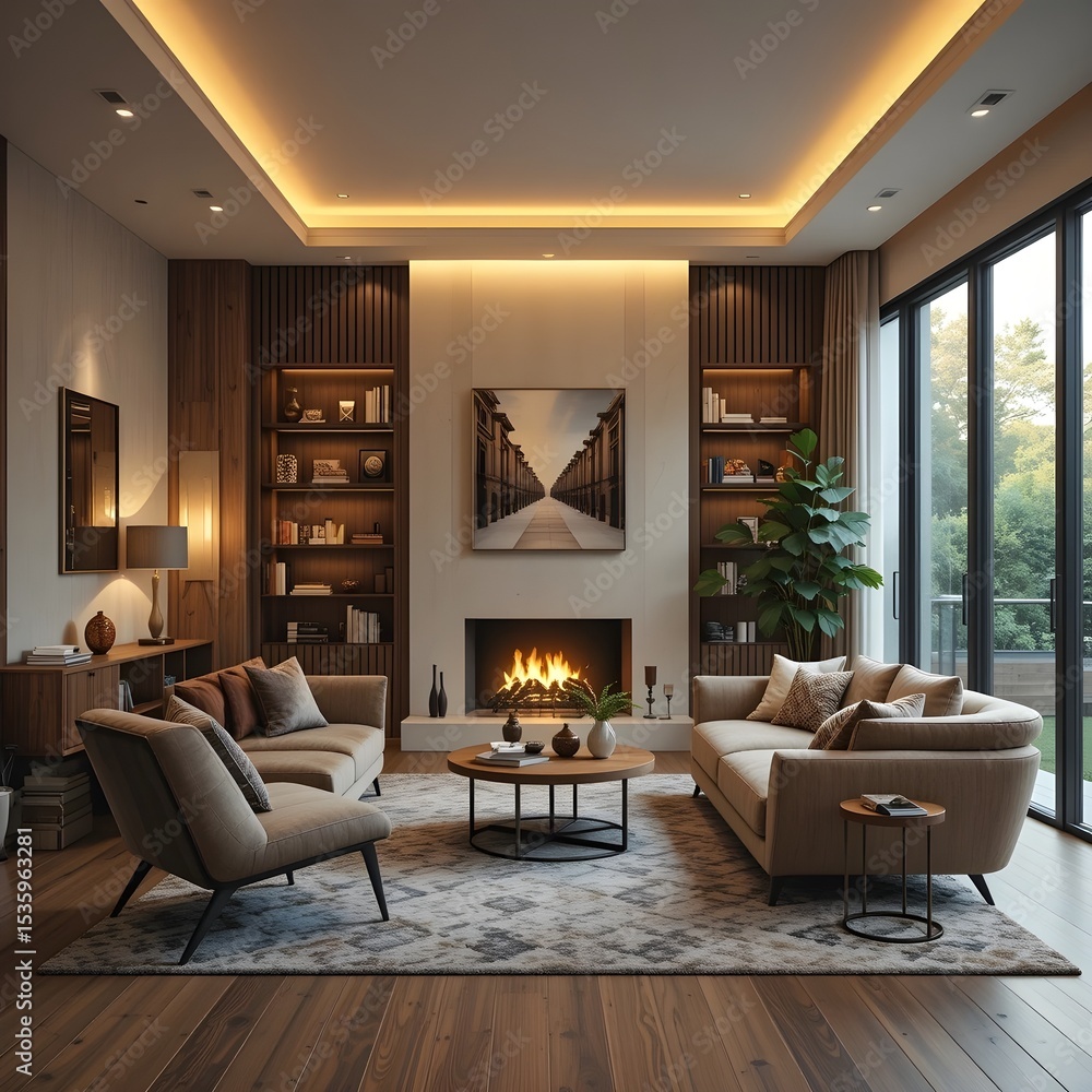 custom made wallpaper toronto digitalA cozy interior design with warm lighting and modern furniture