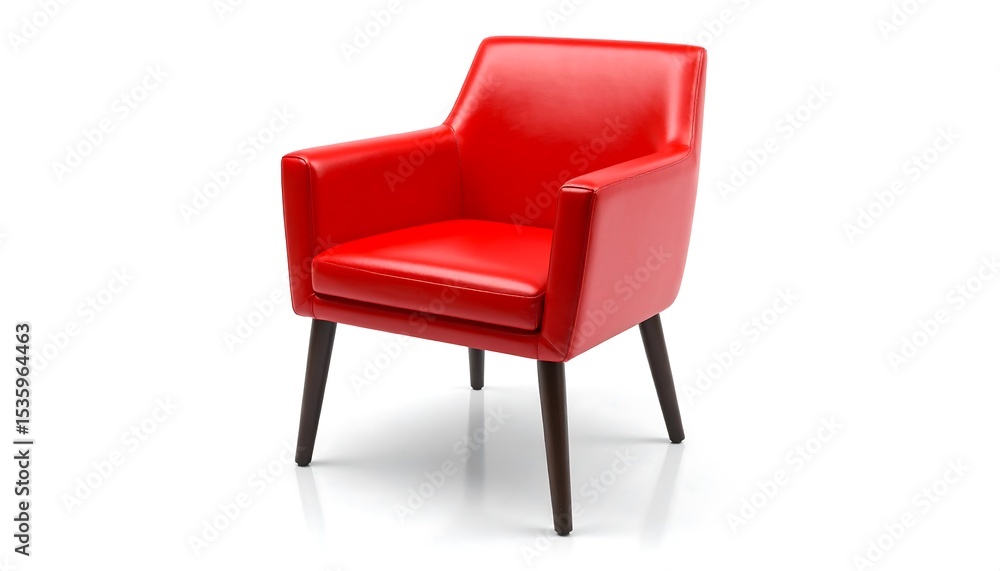 Red armchair against white background Red armchair against white background