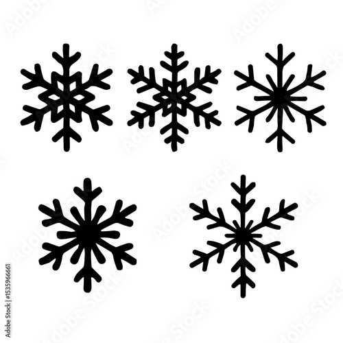 Silhouettes de flocons de neige en vecteur – ensemble de flocons pour un design hivernal et festif de Noël sur fond transparent
